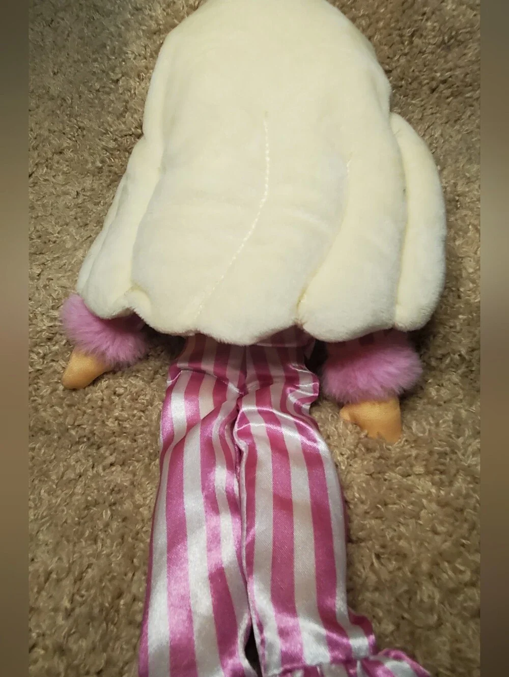 Barbie Pink & White Striped Pajama Plush Doll with Bow 13.5